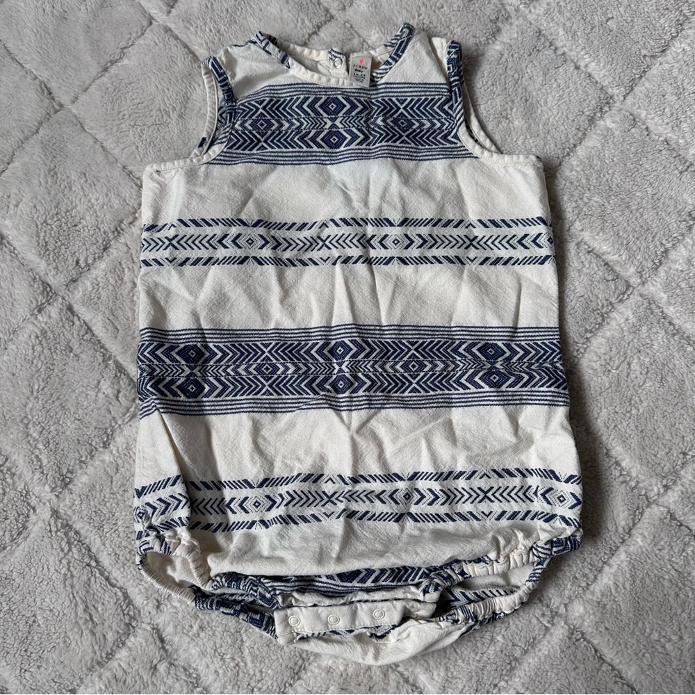 J. Crew Baby | Blue and White Stripe detail Bubble Romper | Size 18-24 Months